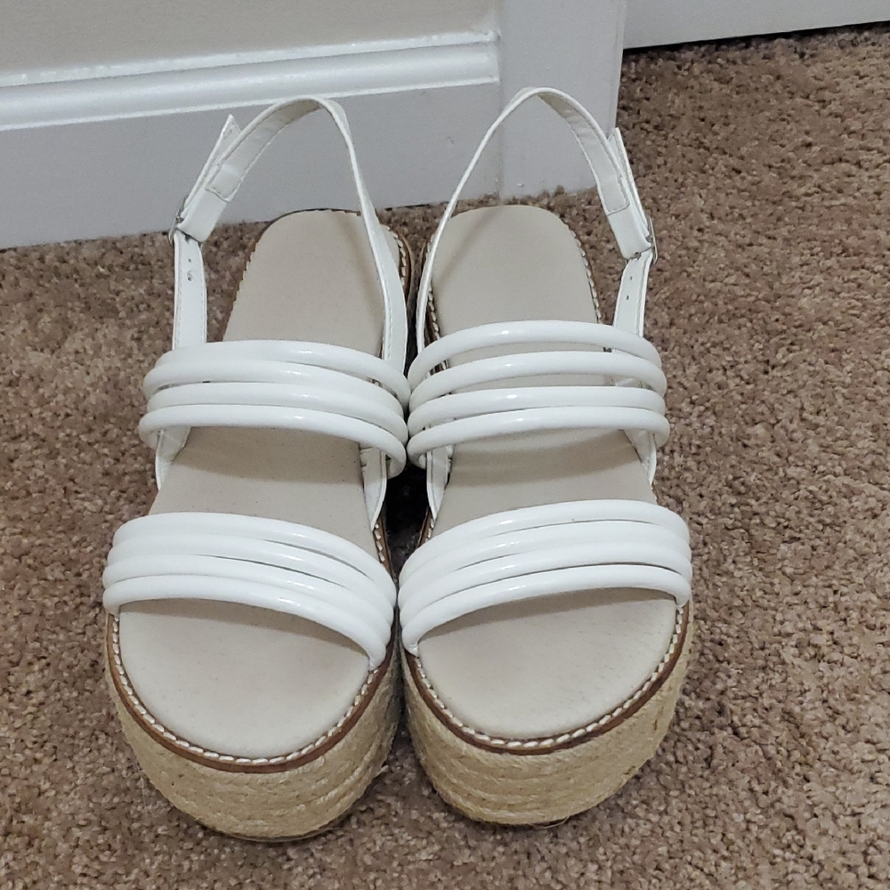 Coolway White Platform Espadrilles